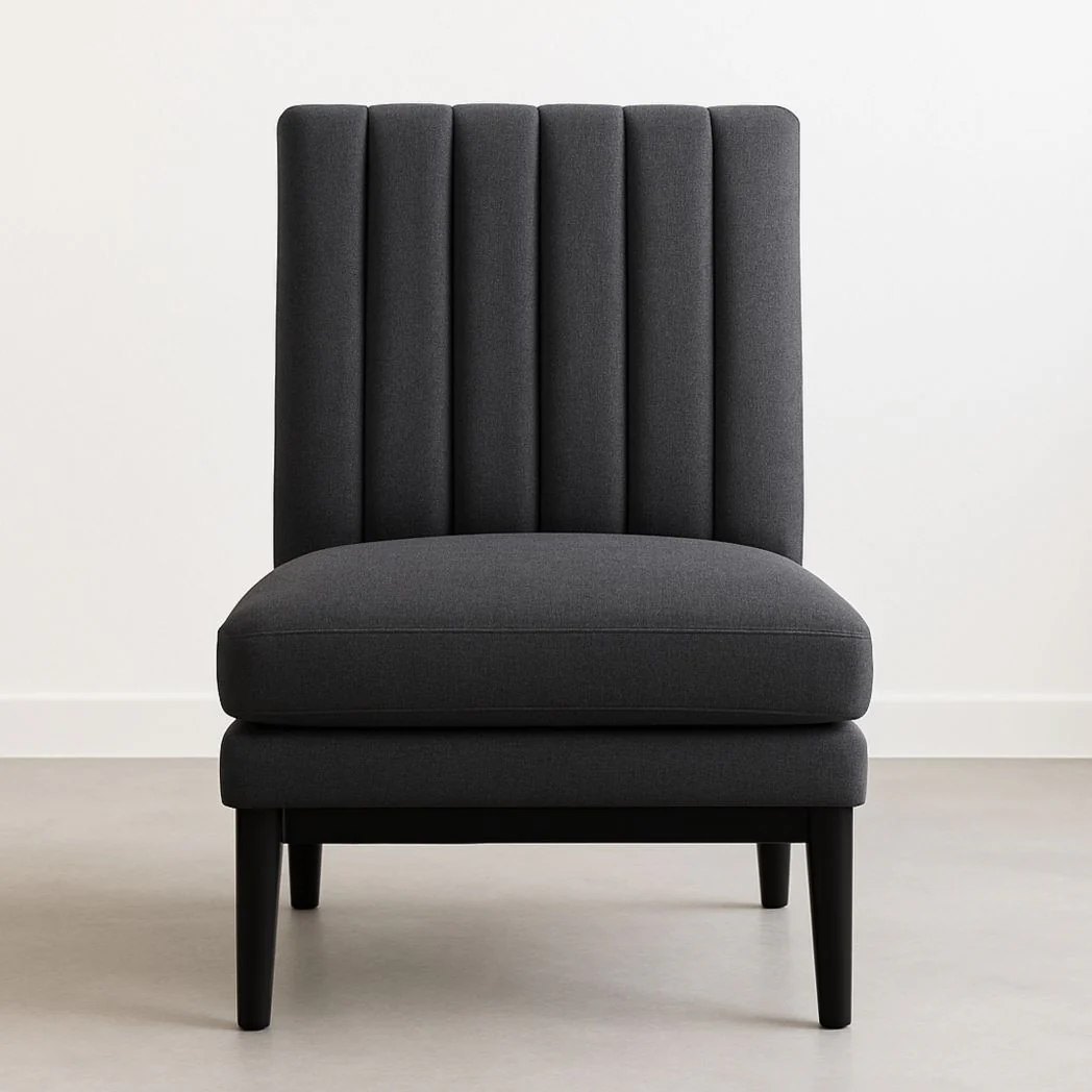 Chaise d'appoint rembourrée en polyester noir 65x75x90cm