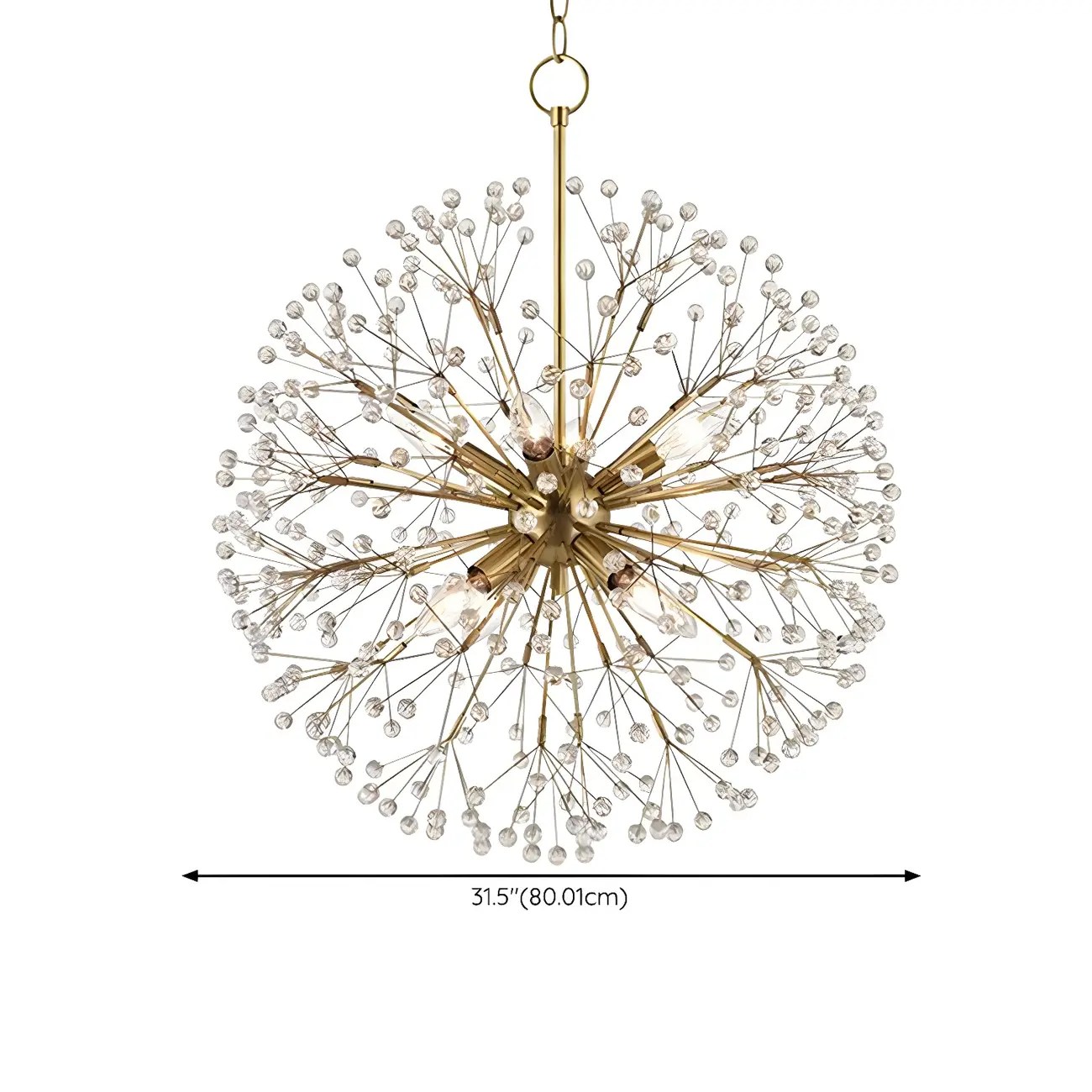 Modern Adjustable Gold Crystal Sputnik Starburst Chandelier