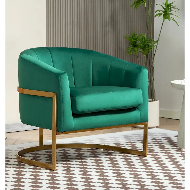 Modern Velvet Gold Accent Armchair