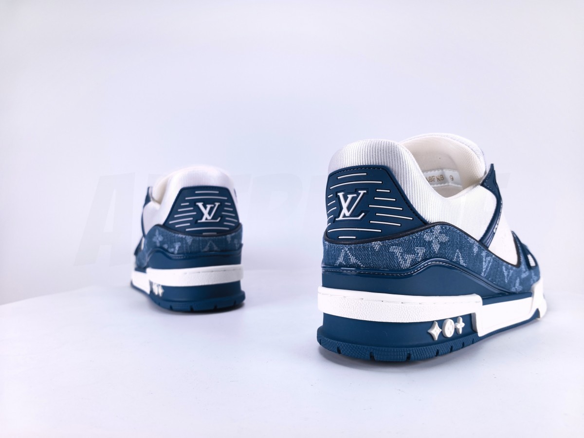 LV Trainer Monogram Denim White Blue - Aktrende