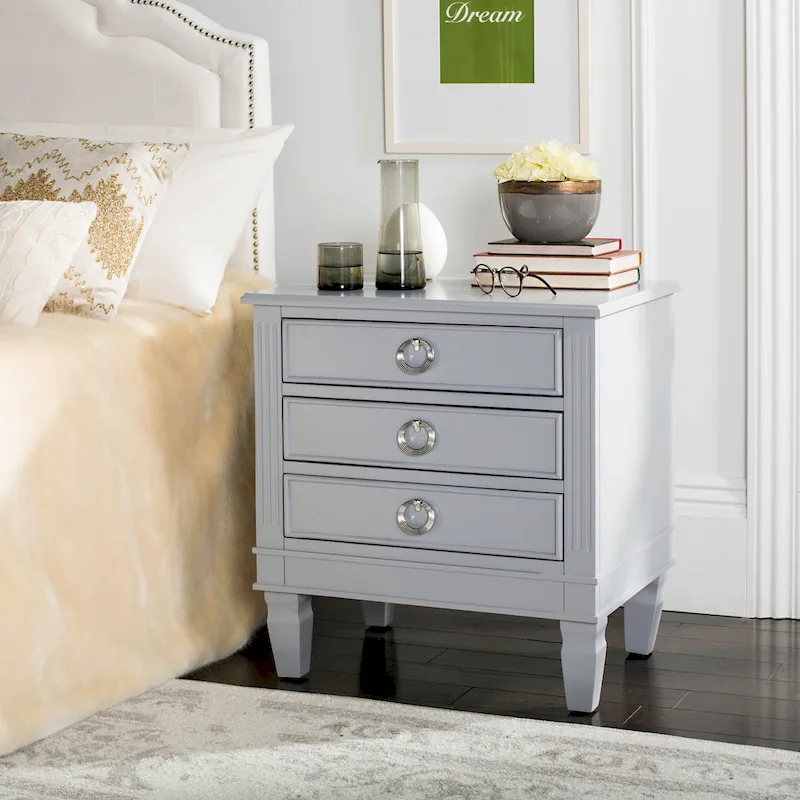 Grey / White French Style 3-Drawer Nightstand – 1 Person