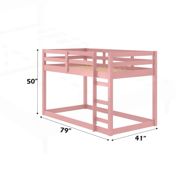Twin Loft Bed with Slats and Guard Rail