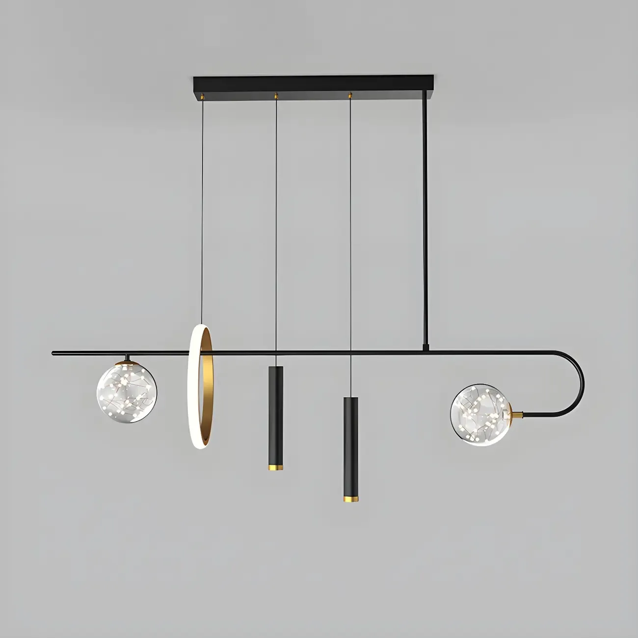 Modern Black LED Linear Kitchen Island Chandelier