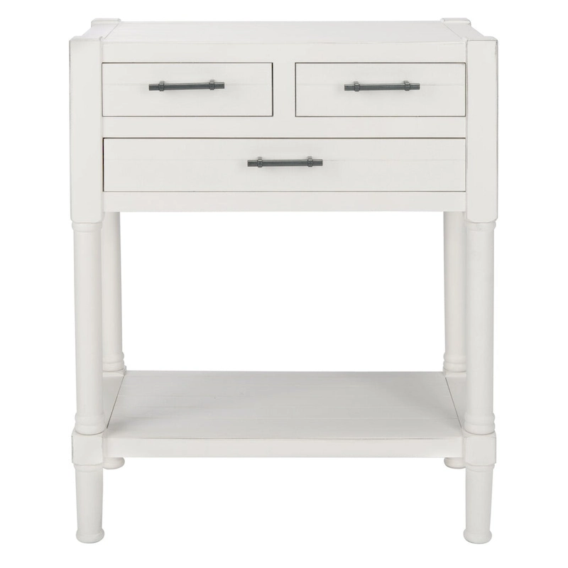 SAFAVIEH Philomene Distressed White 3-Drawer Console Table - 23.5 W x 13 L x 29.5 H - 24Wx13Dx30H