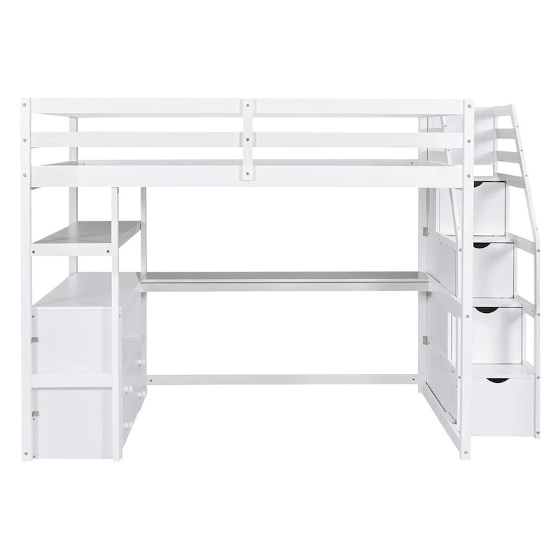 Merax Loft Bed with Desk and Shelves