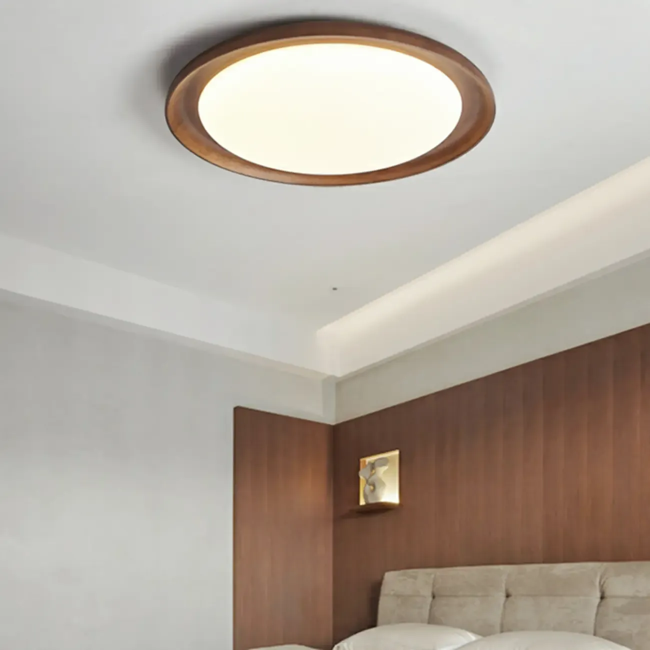 Natural Finish LED Flush Mount Ceiling Light for Bedroom