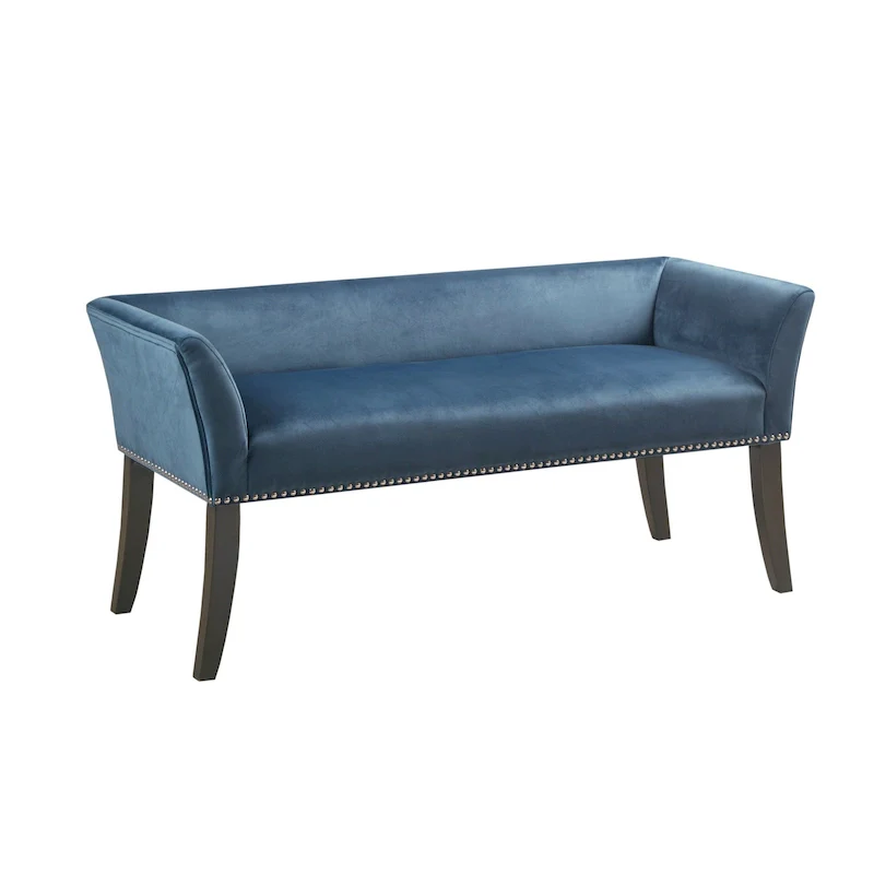 49.5 Upholstered Bench with Back & Wood Legs