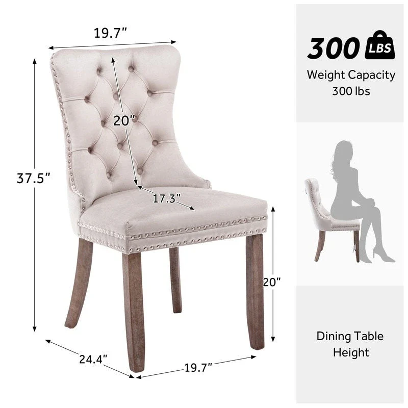 Solid Wood Velvet Upholstered Dining Chair