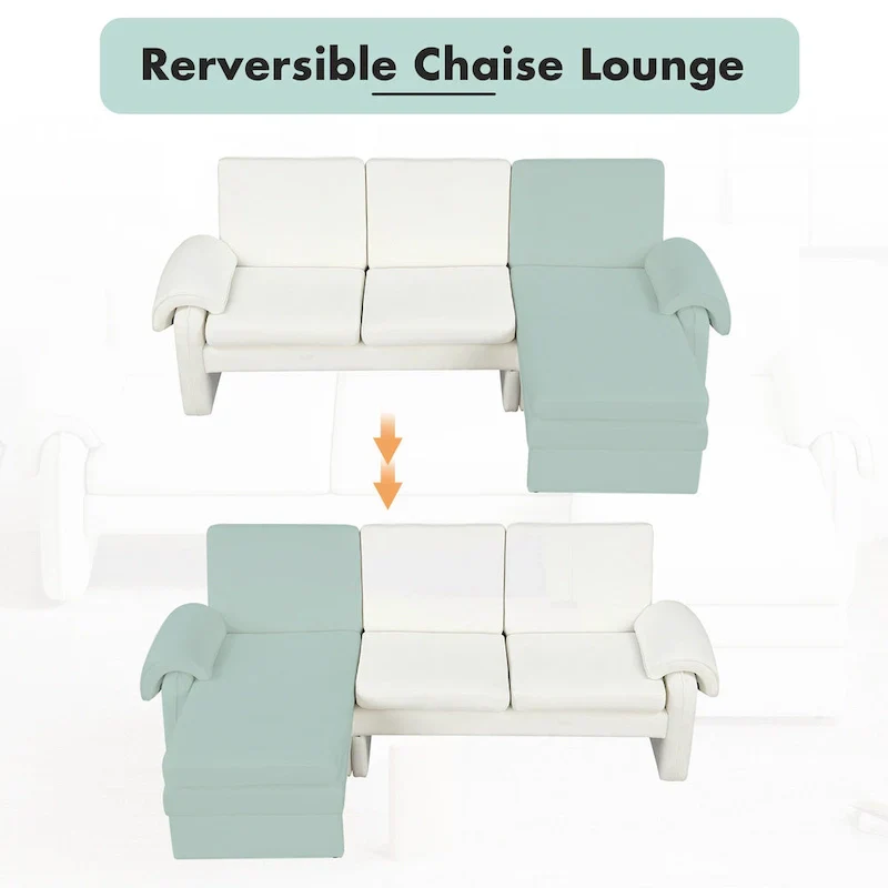 94.1 Chenille L-Shaped Futon Sofa with Adjustable Backrest & Reversible Chaise