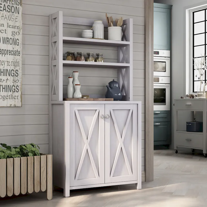 Figg Rustic Wood Multi-shelf Microwave Cabinet by Furniture of America