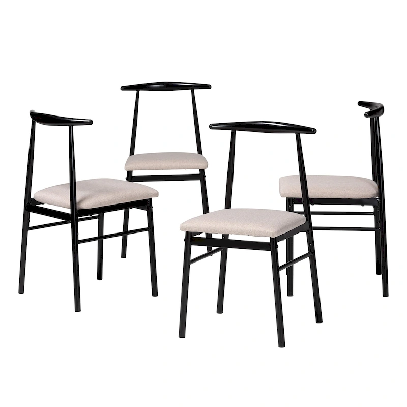 Arnold Modern Industrial Fabric and Metal 4-Piece Dining Chair Set