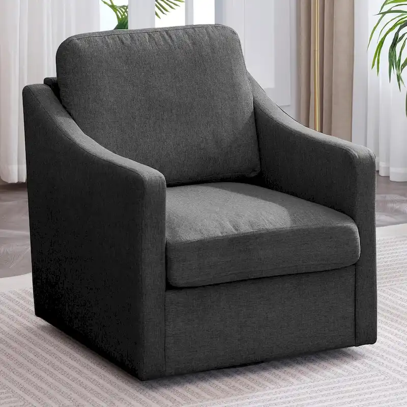 Mixoy 360 Degree Swivel Accent Sofa Chair,Linen Square Armchair