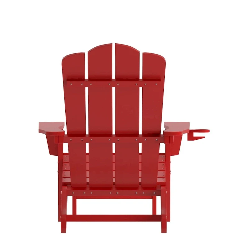 Commercial All-Weather Adirondack Chair with Pullout Ottoman & Cupholder
