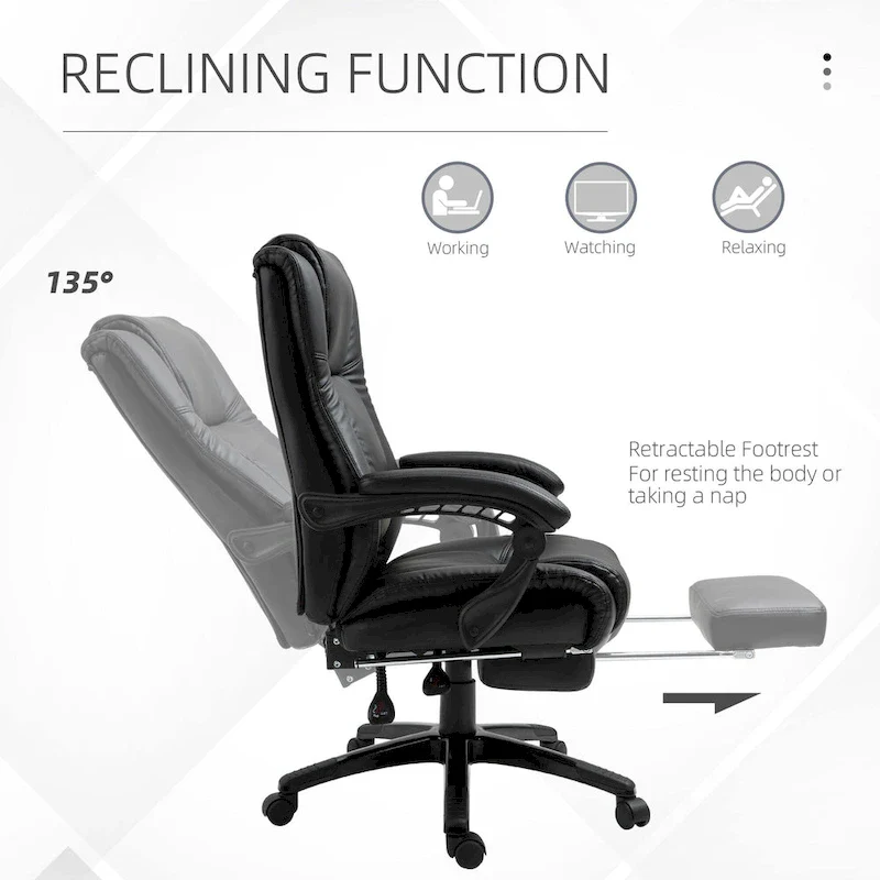 Executive High Back Office Chair Executive Computer Desk Chair with Adjustable Height and Retractable Footrest