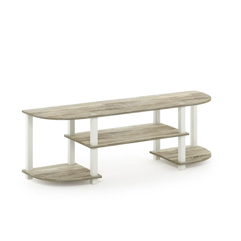 Wide TV Entertainment Center with Open Shelves – Sonoma Oak & White, 82.5W x 15.75H in