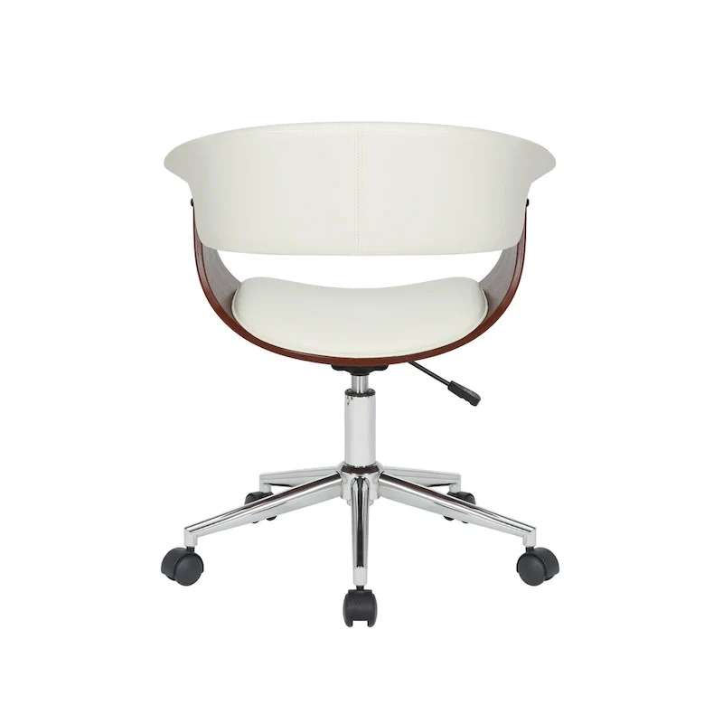 Faux Leather Office Chair with Chrome Base and Curved Wood Seat