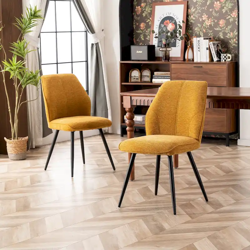 Mid Century Modern Armless Fabric Dining Room Chairs Set of 2