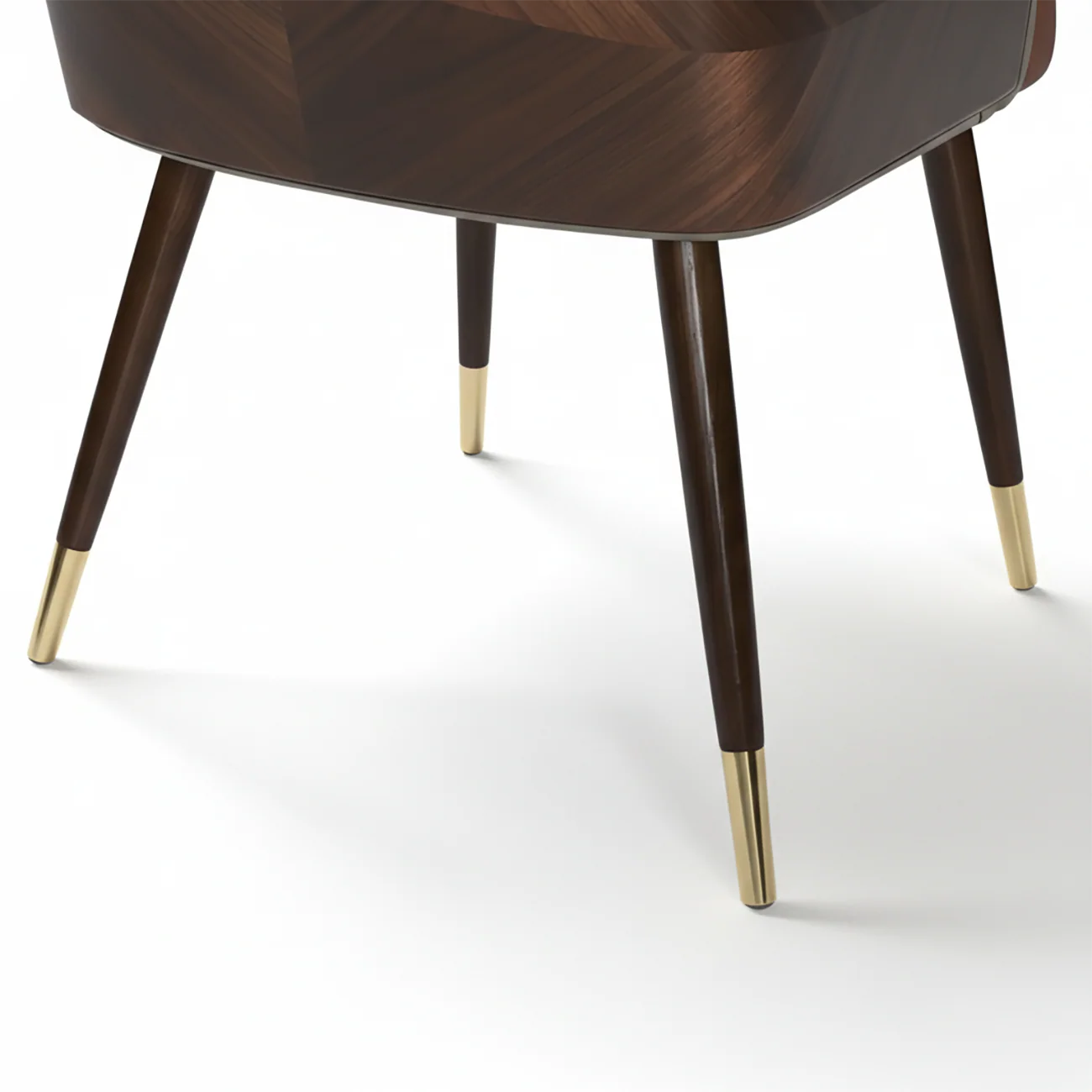 Modern Armrest Faux Leather Wood Dining Chair Low Back