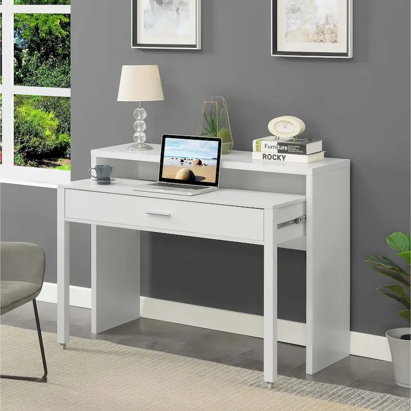 Convenience Concepts Newport JB Console/Sliding Desk with Drawer and Riser