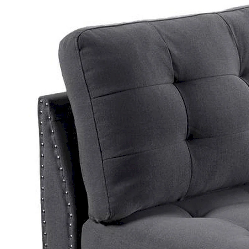 Lemy 32 Inch Modular Armless Sofa Chair, Tufted Gray Upholstery, Solid Wood