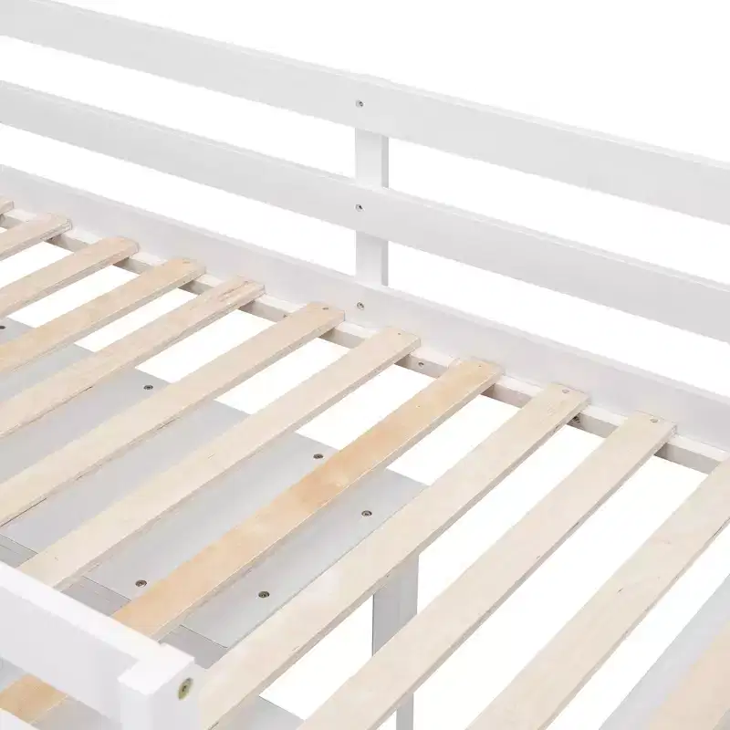 Luxystar Low Loft Bed with Desk, 4 Drawers and Bookcase