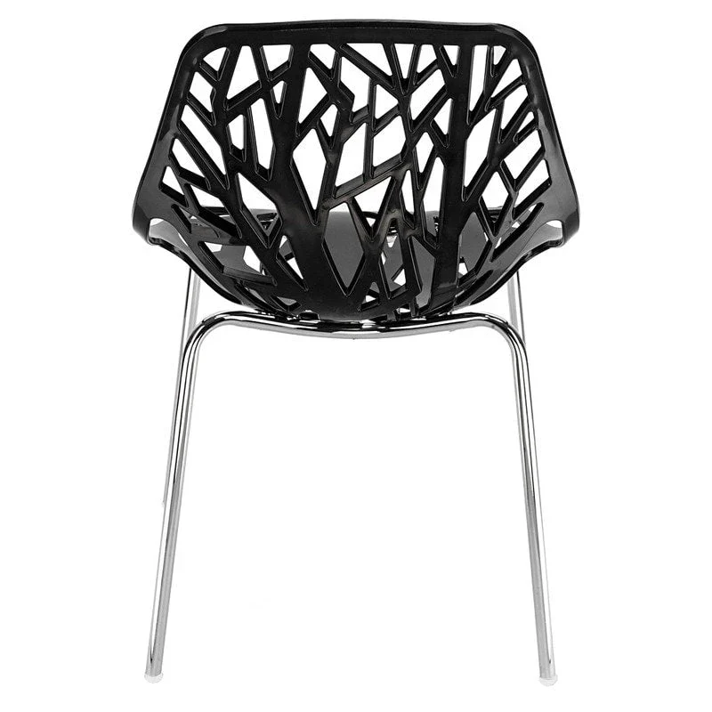 4pcs Bird's Nest Style Lounge Chair Dining Chair Black