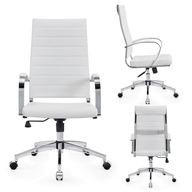 CAROCC Ribbed Computer Office Chair Adjustable Swivel High Back Desk Chair