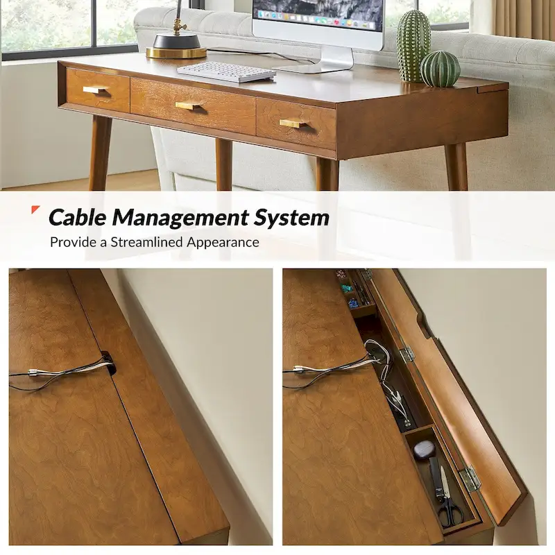 Erich Mid Century Modern 48 Computer Desk with USB by HULALA HOME