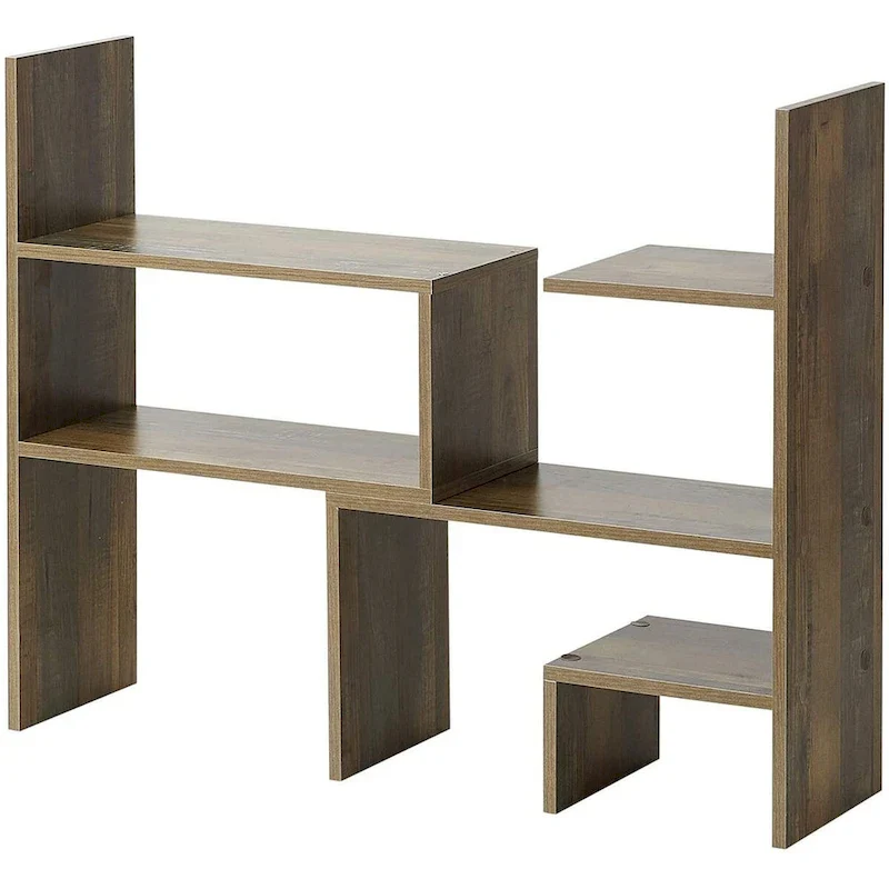 Compact Adjustable Desk Bookshelf - Rustic Brown