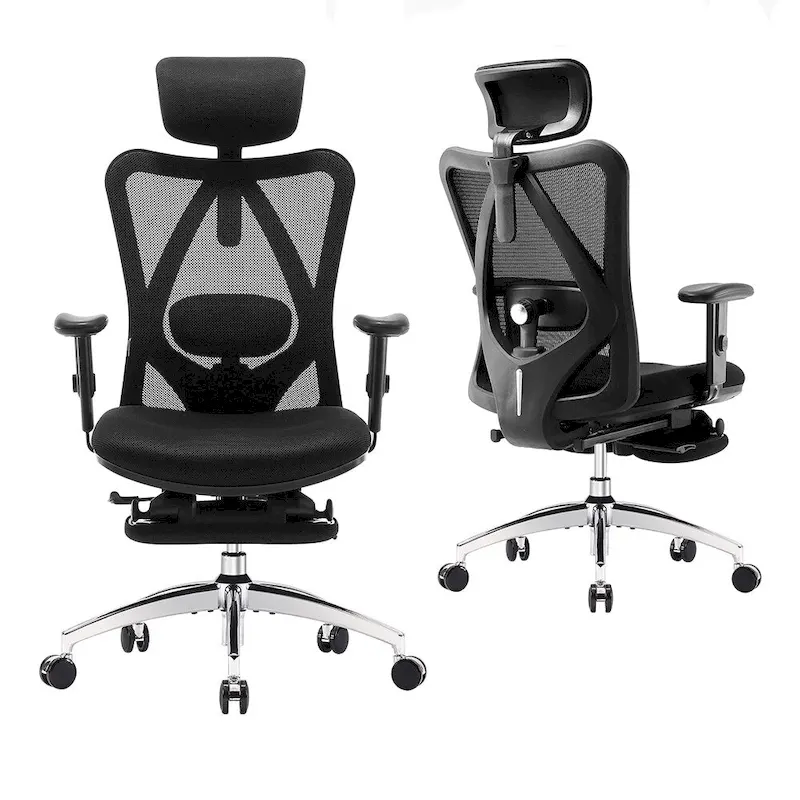 Ergonomic Office Chair with Footrest, High Back Chair for Big and Tall, Black - 68*70*130