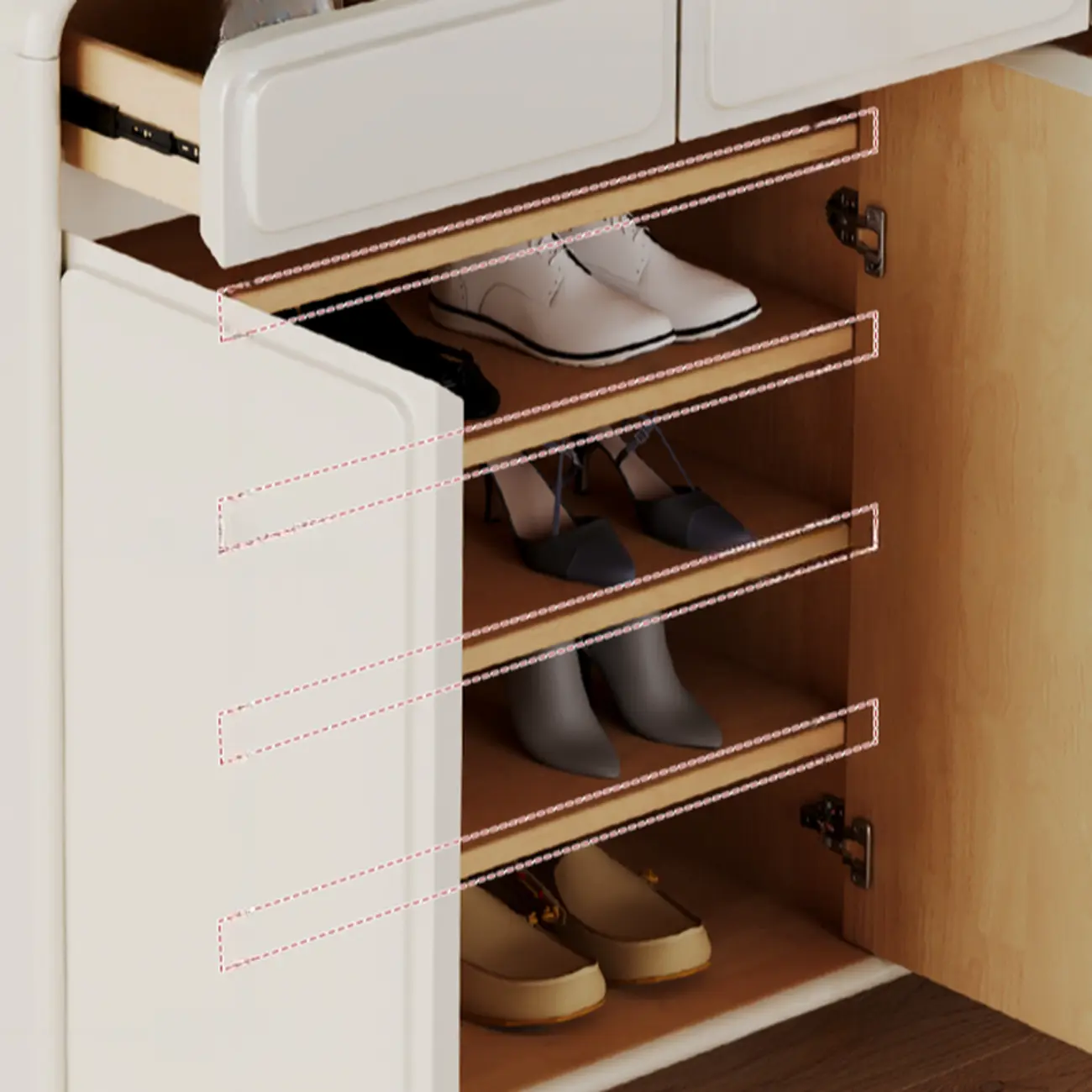 Entryway Solid Wood Shoe Cabinet in White