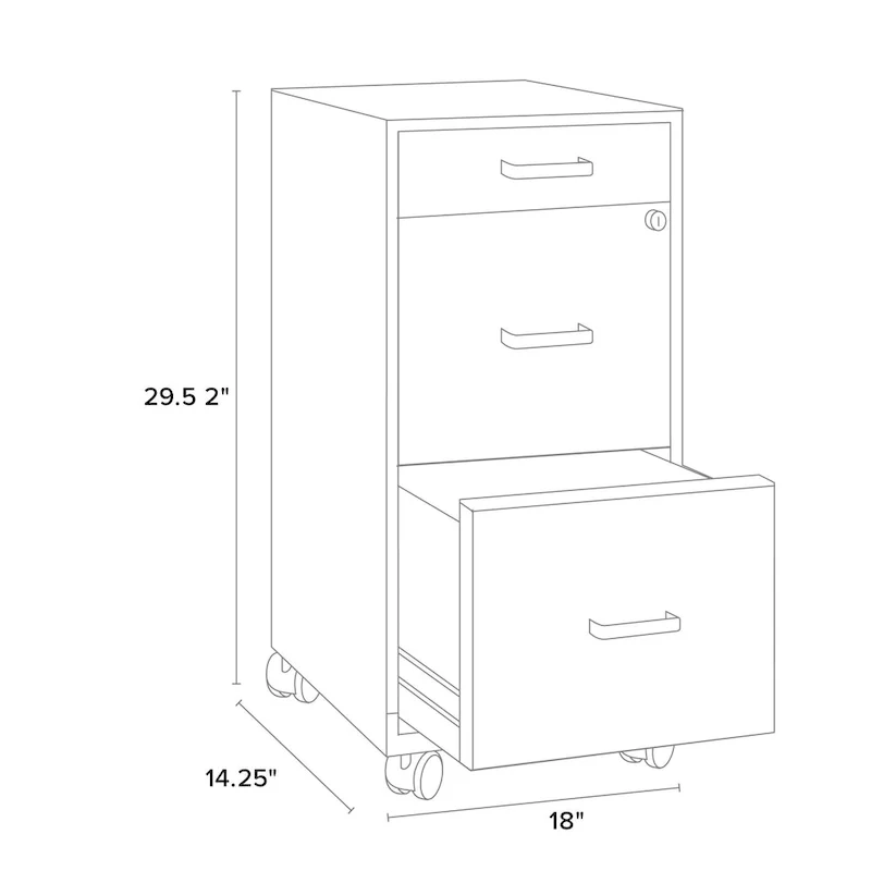 Space Solutions Black 3-drawer Mobile File Cabinet