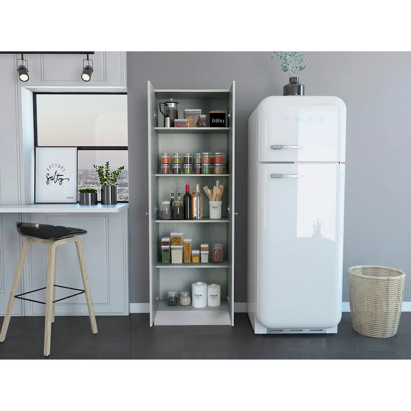 White / Black / Oak Freestanding Storage Cabinet with 10 Shelves