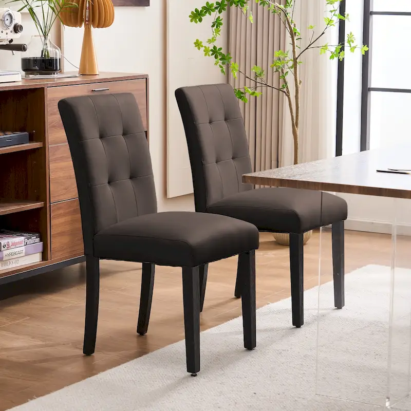 FERPIT Faux Leather Tufted Upholstered Dining Chairs Set of 2 - 17.5W x 23D x 36.5H