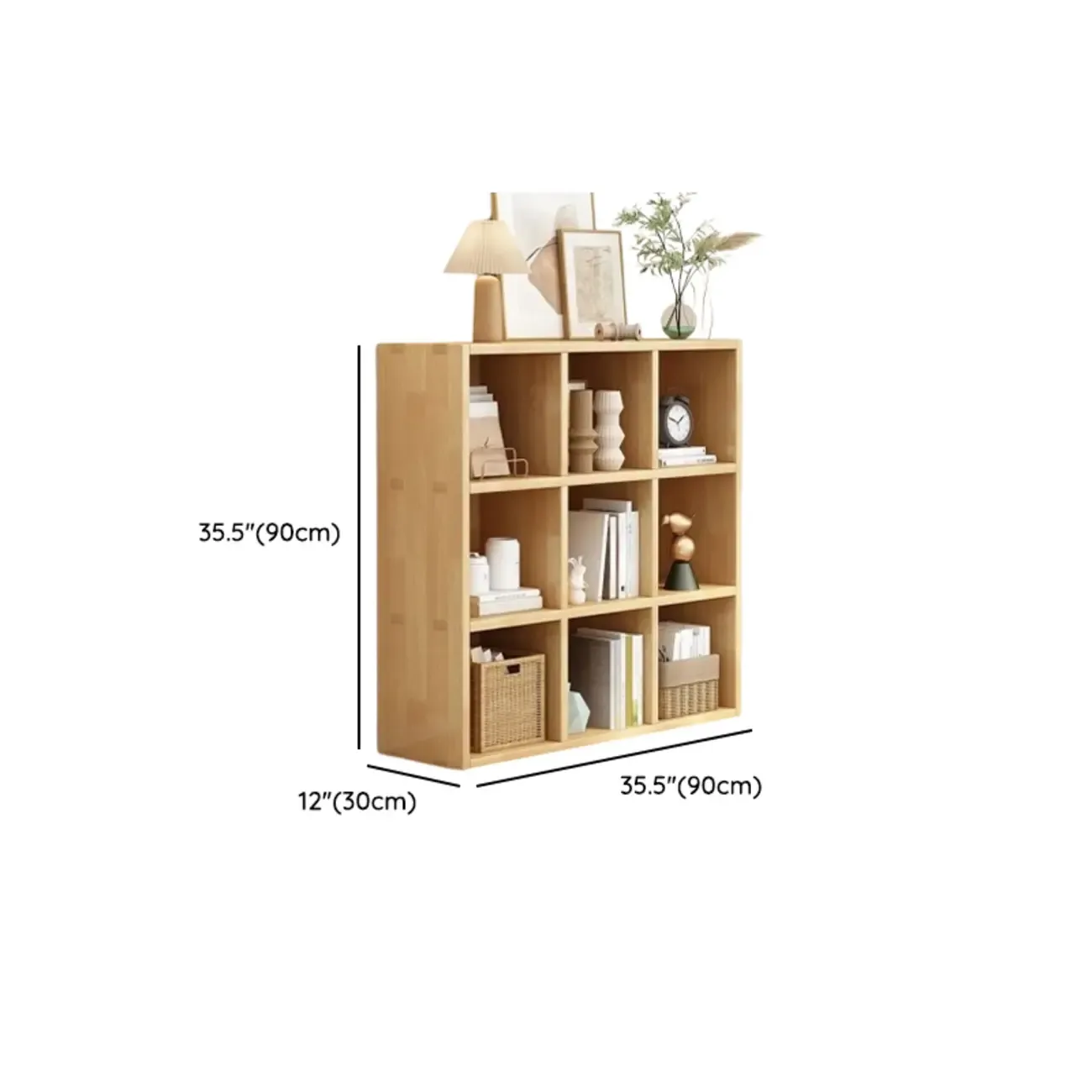 Modern Oak Bookcase Spacious Shelves Multi-Cabinets