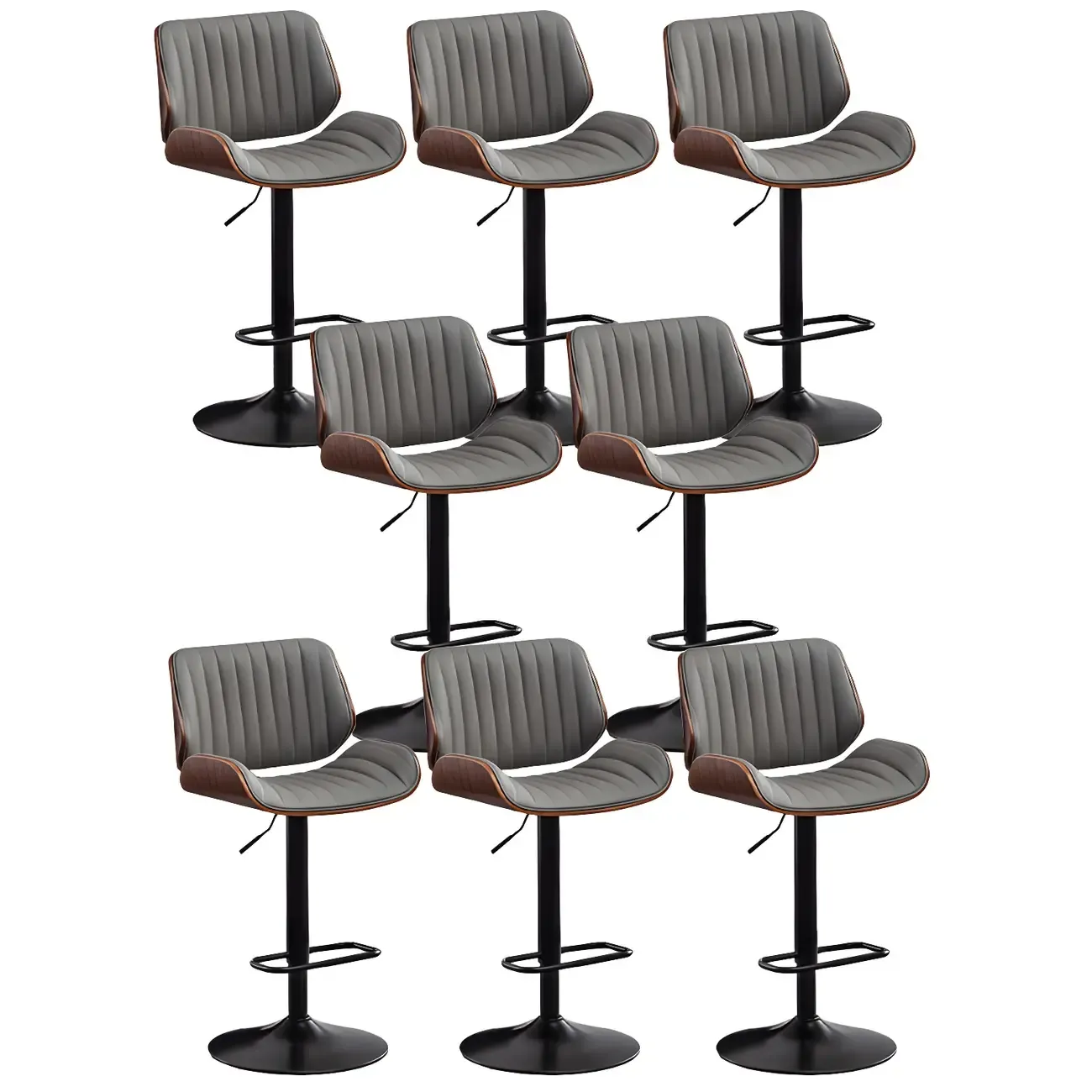 Elegant Wood Leather Red Swivel Adjustable Bar Stool