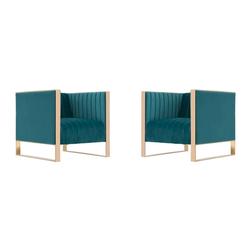 Trillium Gold Frame Velvet Accent Chair