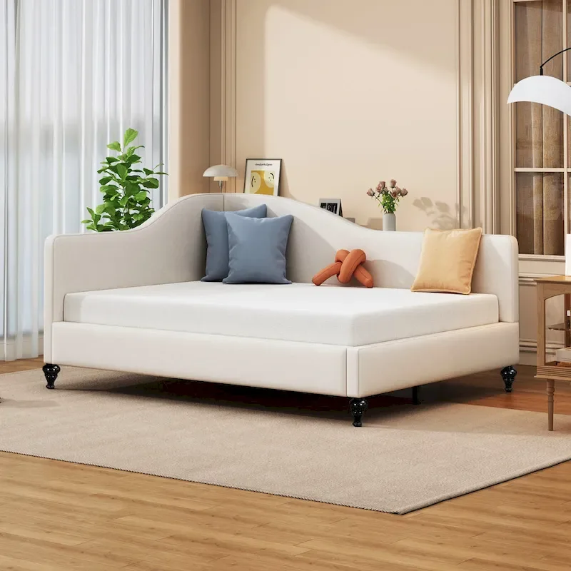 Full L-Shaped Daybed with Wood Legs