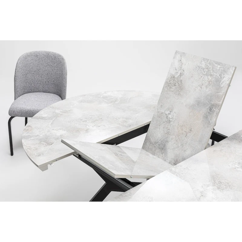 Zirz 7-Piece Extendable Round Dining Table And 6 Dining Chair With Metal Leg Set