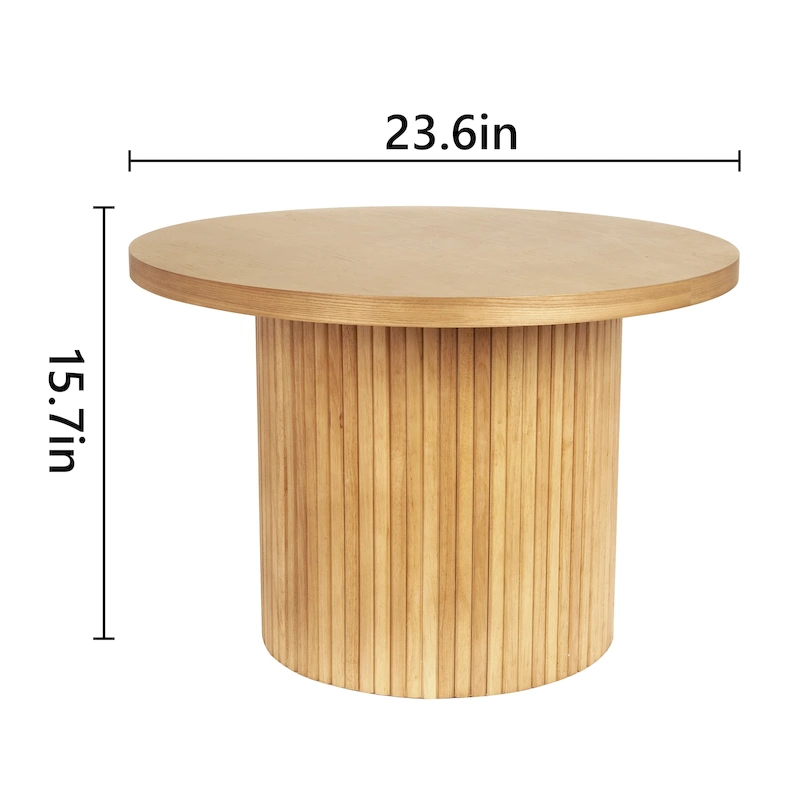 Pedestal Wood Round Coffee Table