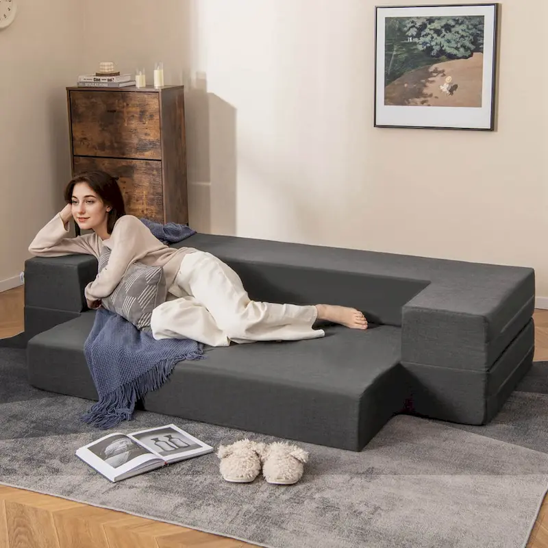 Costway 8-Inch Folding Sofa Bed with High-density Foam & Washable
