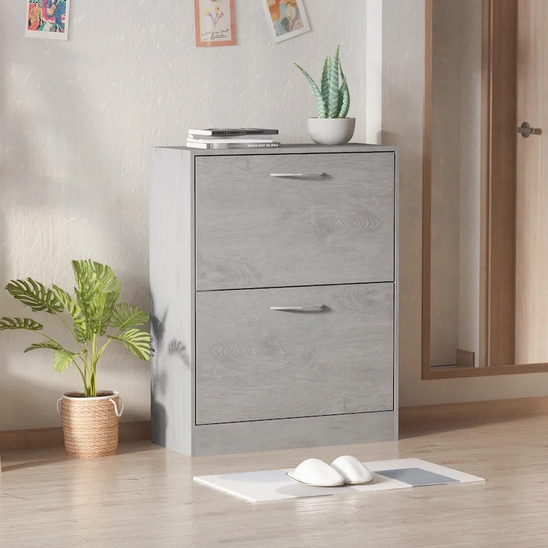 Tipping Bucket Shoe Storage Cabinet for Entryway