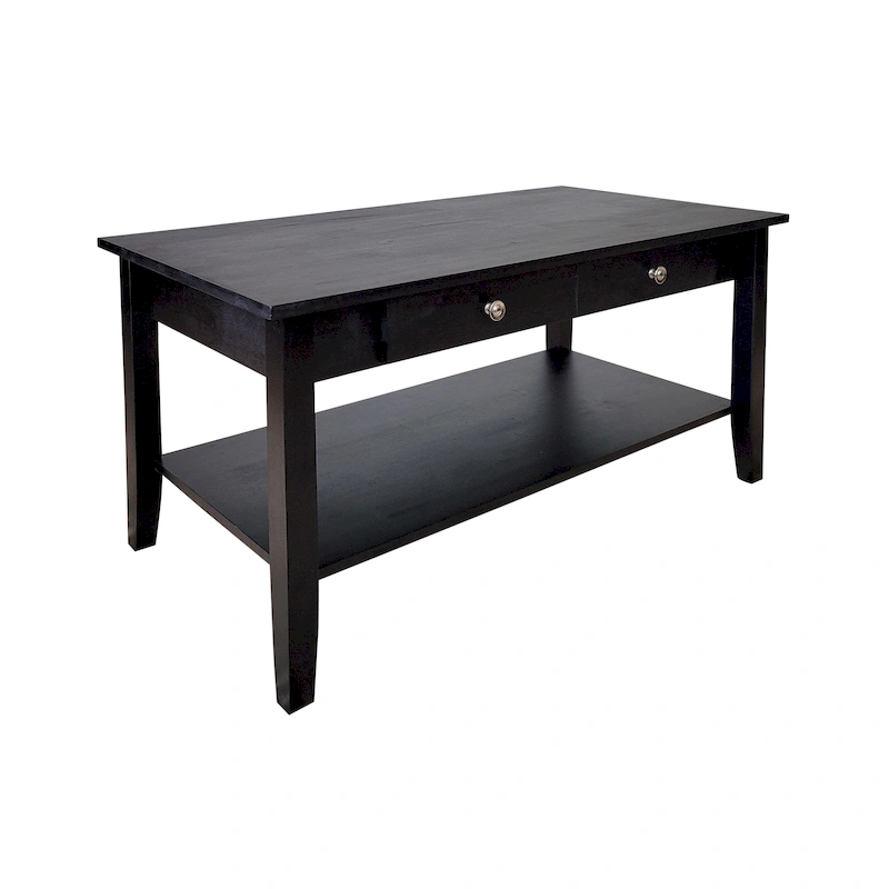 Solid Acacia Coffee Table with Drawer & Bottom Shelf