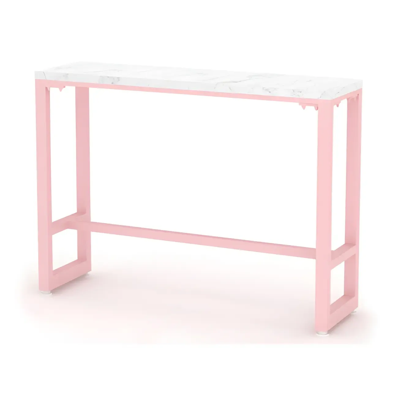 Glam Pink Rectangle Marble Long Bar Table