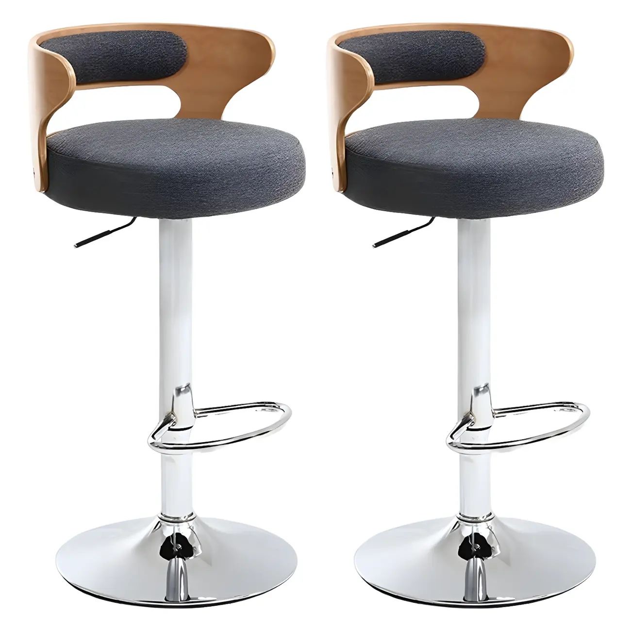 Adjustable Round Leather Swivel Bar Stools with Back