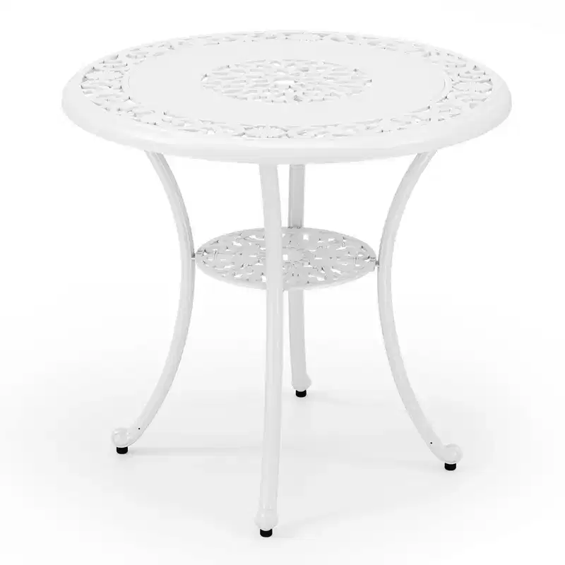 Costway 5 PCS Patio Cast Aluminum Bistro Set Dining Table & Chair with Umbrella Hole