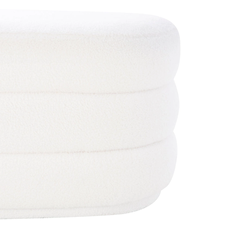 Halley White Oblong Sherpa Ottoman