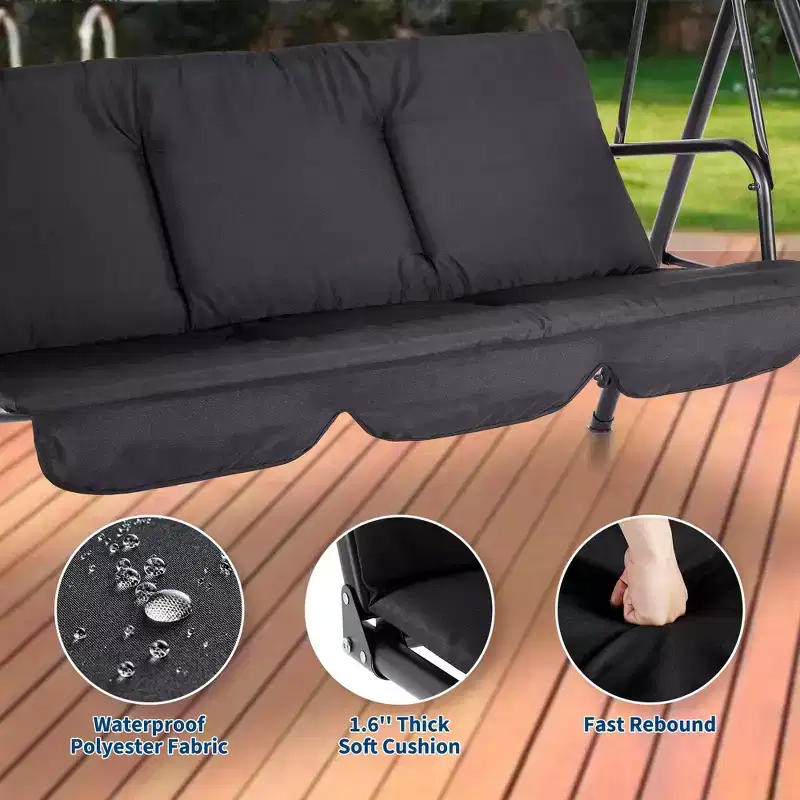 Outdoor Patio Swing Chair with Adjustable Canopy, Durable Steel Frame, for Garden, Backyard, Poolside