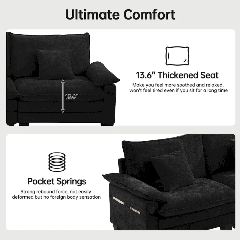 Modular Sectional Sofa with Ottoman and Deep Seat Sleeper