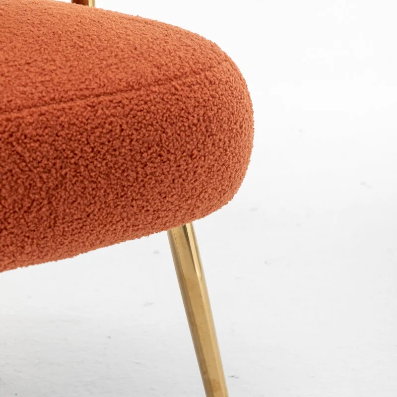 Modern Glam Upholstered Comfy Open-Back Accent Vanity Chair with Golden Legs